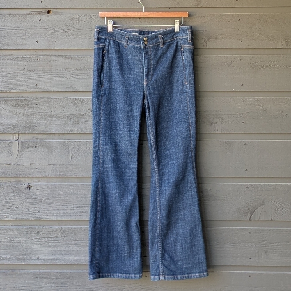 Anthro Pilcro and the Letterpress High-Rise Bootcut Blue Jeans Cropped Size 28